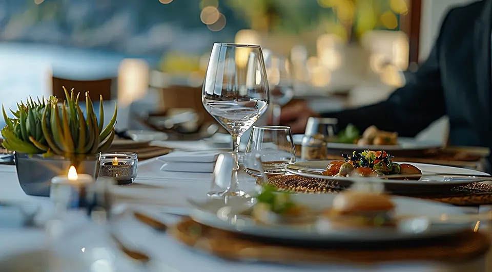 Businessman enjoying gourmet dining experience, symbolizing refined networking and fellowship opportunities in Freemasonry membership
