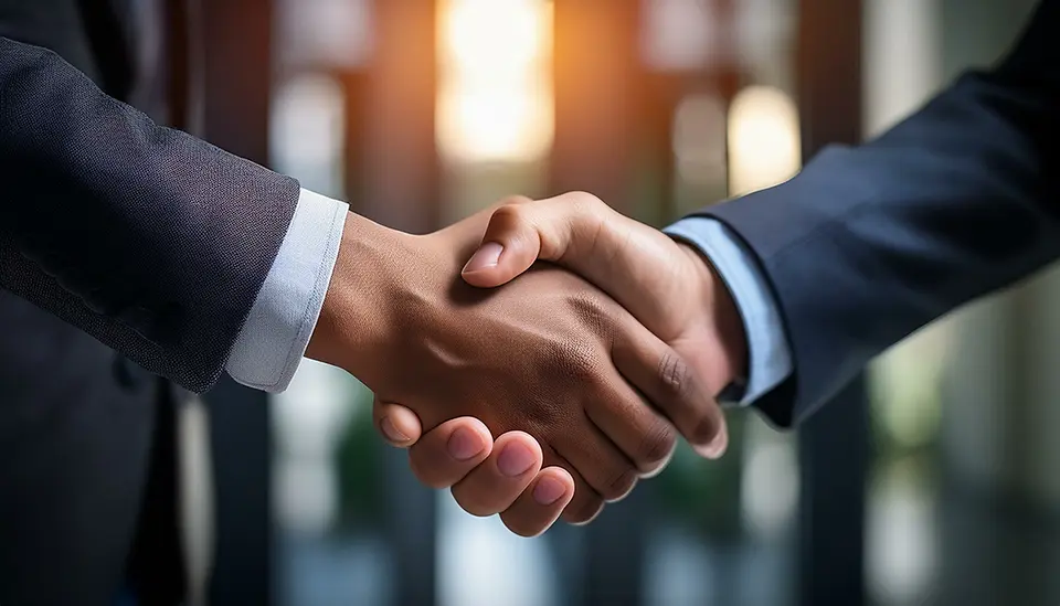 Freemason handshake symbolising a successful professional connection